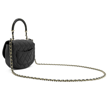 シャネル CHANEL ココマーク ハーフムーン ブラック ラムスキン 2WAYバッグ ゴールド金具 トップハンドル ショルダー