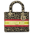 クリスチャン・ディオール Christian Dior レディディオール ミディアム ブラウン×マルチカラー ベルベット 2WAYバッグ ゴールド金具 ディライト レオパード