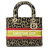 クリスチャン・ディオール Christian Dior レディディオール ミディアム ブラウン×マルチカラー ベルベット 2WAYバッグ ゴールド金具 ディライト レオパード