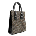 ゴヤール GOYARD コモールPM ブラック PVCコーティングキャンバス レザー トートバッグ シルバー金具 黒 ブラウン 縦長 ヘリンボーン柄