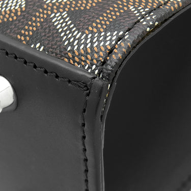 ゴヤール GOYARD コモールPM ブラック PVCコーティングキャンバス レザー トートバッグ シルバー金具 黒 ブラウン 縦長 ヘリンボーン柄