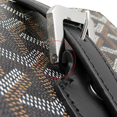 ゴヤール GOYARD コモールPM ブラック PVCコーティングキャンバス レザー トートバッグ シルバー金具 黒 ブラウン 縦長 ヘリンボーン柄