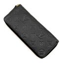 ルイヴィトン LOUIS VUITTON ポルトフォイユ クレマンス M60171 ノワール モノグラムアンプラント 長財布 ゴールド金具 黒 ラウンドファスナー