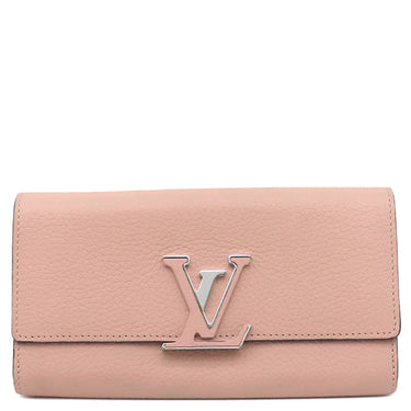 ルイヴィトン LOUIS VUITTON ポルトフォイユ カプシーヌ M61250 ピンク×マグノリア レザー トリヨンレザー 長財布 シルバー金具 バイカラー