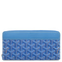 ゴヤール GOYARD マティニョン GM APMZIP GM 10 ブルー PVCコーティングキャンバス レザー 長財布 シルバー金具 青 ラウンドファスナー ヘリンボーン柄