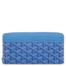 ゴヤール GOYARD マティニョン GM APMZIP GM 10 ブルー PVCコーティングキャンバス レザー 長財布 シルバー金具 青 ラウンドファスナー ヘリンボーン柄