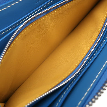 ゴヤール GOYARD マティニョン GM APMZIP GM 10 ブルー PVCコーティングキャンバス レザー 長財布 シルバー金具 青 ラウンドファスナー ヘリンボーン柄