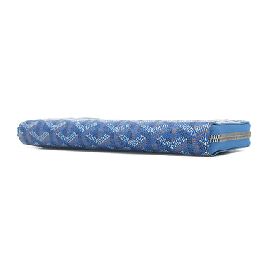 ゴヤール GOYARD マティニョン GM APMZIP GM 10 ブルー PVCコーティングキャンバス レザー 長財布 シルバー金具 青 ラウンドファスナー ヘリンボーン柄