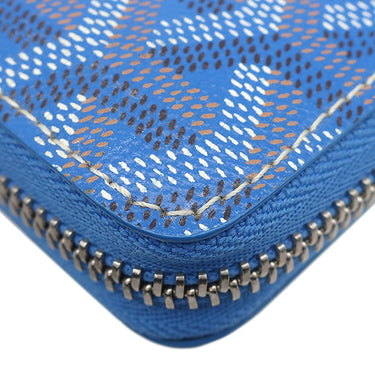 ゴヤール GOYARD マティニョン GM APMZIP GM 10 ブルー PVCコーティングキャンバス レザー 長財布 シルバー金具 青 ラウンドファスナー ヘリンボーン柄