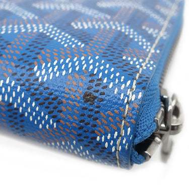 ゴヤール GOYARD マティニョン GM APMZIP GM 10 ブルー PVCコーティングキャンバス レザー 長財布 シルバー金具 青 ラウンドファスナー ヘリンボーン柄