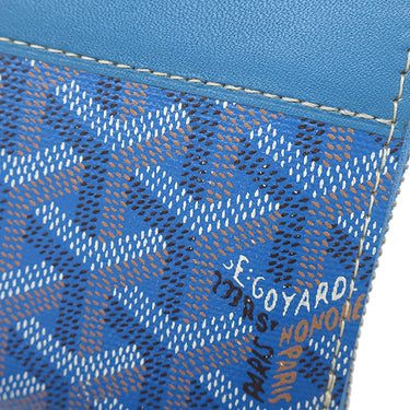 ゴヤール GOYARD マティニョン GM APMZIP GM 10 ブルー PVCコーティングキャンバス レザー 長財布 シルバー金具 青 ラウンドファスナー ヘリンボーン柄