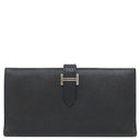 エルメス HERMES ベアンクラシック ブラック ヴォーエプソン 長財布 シルバー金具 オフホワイト 二つ折り財布