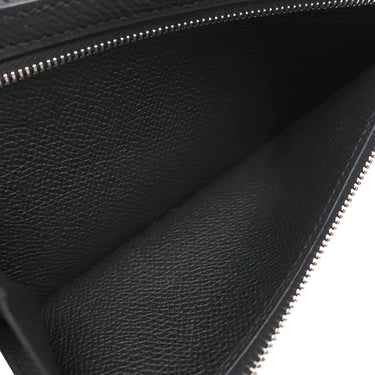 エルメス HERMES ベアンクラシック ブラック ヴォーエプソン 長財布 シルバー金具 オフホワイト 二つ折り財布