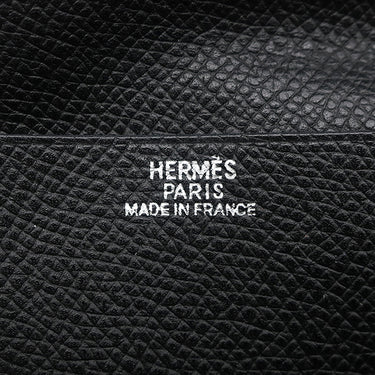 エルメス HERMES ベアンクラシック ブラック ヴォーエプソン 長財布 シルバー金具 オフホワイト 二つ折り財布