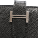 エルメス HERMES ベアンクラシック ブラック ヴォーエプソン 長財布 シルバー金具 オフホワイト 二つ折り財布