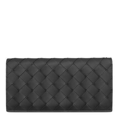 ボッテガヴェネタ BOTTEGA VENETA イントレチャート 635567-V3US1 ブラック レザー 長財布 黒 札入れ カード入れ フラップ