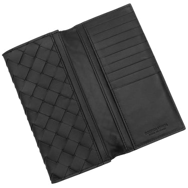 ボッテガヴェネタ BOTTEGA VENETA イントレチャート 635567-V3US1 ブラック レザー 長財布 黒 札入れ カード入れ フラップ