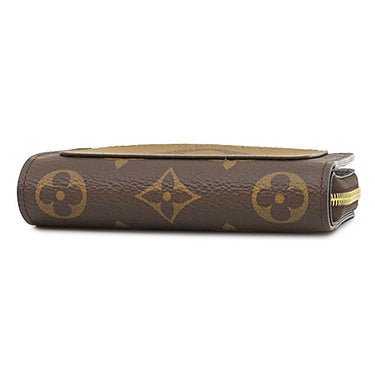 ルイヴィトン LOUIS VUITTON ポルトフォイユ ルー M81461 モノグラムリバース モノグラムキャンバス モノグラムリバースキャンバス 二つ折り財布 ゴールド金具 茶 コンパクト ラウンドファスナー