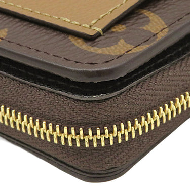 ルイヴィトン LOUIS VUITTON ポルトフォイユ ルー M81461 モノグラムリバース モノグラムキャンバス モノグラムリバースキャンバス 二つ折り財布 ゴールド金具 茶 コンパクト ラウンドファスナー