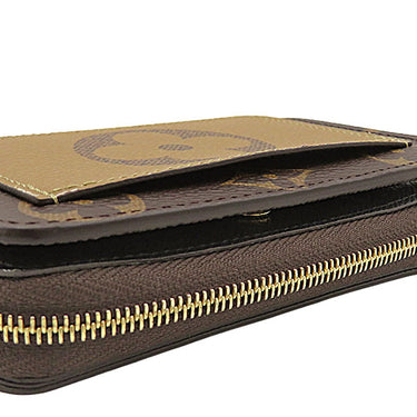 ルイヴィトン LOUIS VUITTON ポルトフォイユ ルー M81461 モノグラムリバース モノグラムキャンバス モノグラムリバースキャンバス 二つ折り財布 ゴールド金具 茶 コンパクト ラウンドファスナー