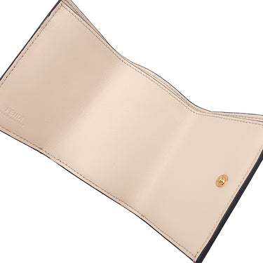 フェンディ FENDI ローマ マイクロ 8M0395 プードル レザー 三つ折り財布 ゴールド金具 コンパクト ウォレット
