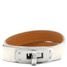 エルメス HERMES ケリードゥブルトゥール ホワイト×シルバー ヴォーエプソン メタル T3 ブレスレット 白 2連 2重 レザーブレス