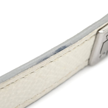 エルメス HERMES ケリードゥブルトゥール ホワイト×シルバー ヴォーエプソン メタル T3 ブレスレット 白 2連 2重 レザーブレス
