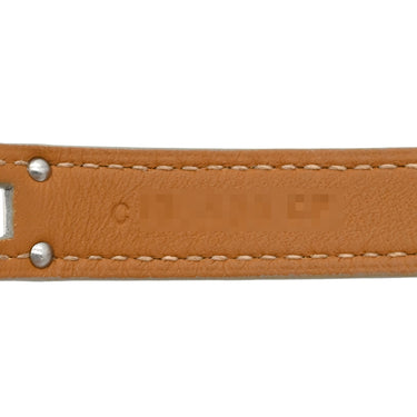 エルメス HERMES ケリードゥブルトゥール ホワイト×シルバー ヴォーエプソン メタル T3 ブレスレット 白 2連 2重 レザーブレス