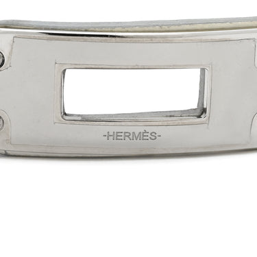 エルメス HERMES ケリードゥブルトゥール ホワイト×シルバー ヴォーエプソン メタル T3 ブレスレット 白 2連 2重 レザーブレス