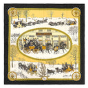 エルメス HERMES カレ90 ブラック×マルチカラー シルク スカーフ 【Ｌ HIVER EN POSTE/冬の郵便馬車】