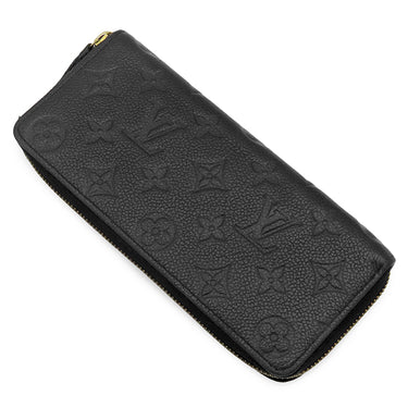 ルイヴィトン LOUIS VUITTON ポルトフォイユ クレマンス M60171 ノワール モノグラムアンプラント 長財布 ゴールド金具 黒 ラウンドファスナー