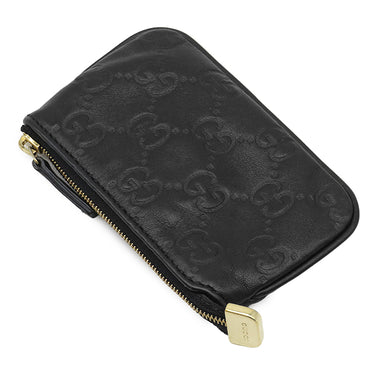 グッチ GUCCI グッチシマ 233183 ブラック レザー コインケース ゴールド金具 黒 キーケース 小銭入れ