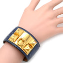 エルメス HERMES コリエドシアン プレス ポロサス ネイビー×ゴールド ポロサス GP S ブレスレット 青 スタッズ クロコ