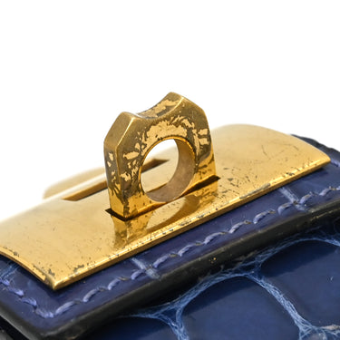 エルメス HERMES コリエドシアン プレス ポロサス ネイビー×ゴールド ポロサス GP S ブレスレット 青 スタッズ クロコ
