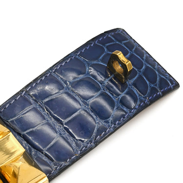 エルメス HERMES コリエドシアン プレス ポロサス ネイビー×ゴールド ポロサス GP S ブレスレット 青 スタッズ クロコ