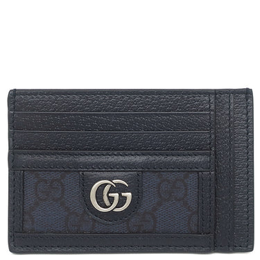 グッチ GUCCI GGスプリーム キャンバス カードケース 732018 ネイビー×ブルー レザー GGスプリームキャンバス カードケース シルバー金具 紺 パスケース
