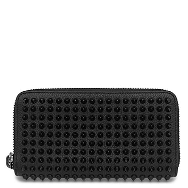 クリスチャンルブタン Christian Louboutin パネトーネ スパイク 1165044CM53 ブラック レザー 長財布 シルバー金具 黒 ラウンドファスナー スタッズ