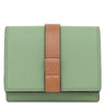 ロエベ LOEWE スモール バーティカル ウォレット グリーン×タン カーフ 三つ折り財布 シルバー金具 茶 コンパクトウォレット