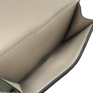 ロエベ LOEWE スモール バーティカル ウォレット グリーン×タン カーフ 三つ折り財布 シルバー金具 茶 コンパクトウォレット
