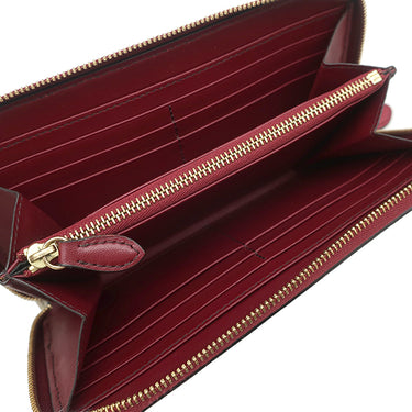バーバリー BURBERRY ハウスチェック ラウンドジップ ウォレット レッド×アーカイブベージュ コットン レザー 長財布 ゴールド金具 赤 ベージュ チェック 小銭入れ