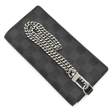 ルイヴィトン LOUIS VUITTON ポルトフォイユ アコルディオン N60023 ダミエグラフィット ダミエグラフィットキャンバス 長財布 シルバー金具 チェーン ウォレット
