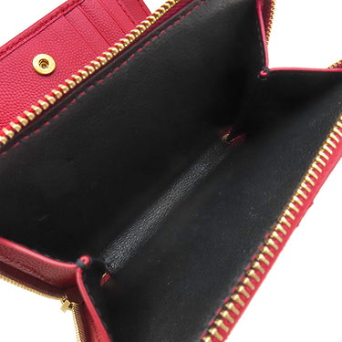 サンローラン SAINT LAURENT カサンドラ Vステッチ コンパクトジップ 403723 レッド レザー 二つ折り財布 ゴールド金具 モノグラム
