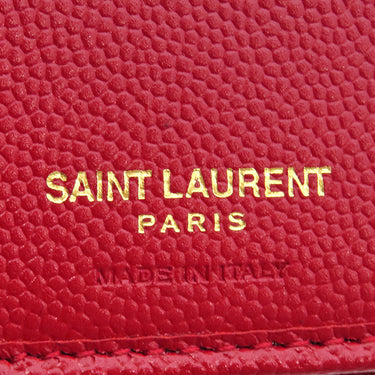 サンローラン SAINT LAURENT カサンドラ Vステッチ コンパクトジップ 403723 レッド レザー 二つ折り財布 ゴールド金具 モノグラム