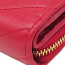 サンローラン SAINT LAURENT カサンドラ Vステッチ コンパクトジップ 403723 レッド レザー 二つ折り財布 ゴールド金具 モノグラム