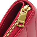 サンローラン SAINT LAURENT カサンドラ Vステッチ コンパクトジップ 403723 レッド レザー 二つ折り財布 ゴールド金具 モノグラム