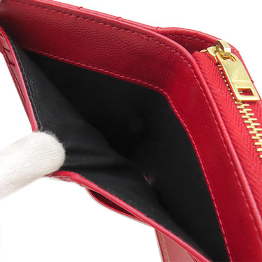 サンローラン SAINT LAURENT カサンドラ Vステッチ コンパクトジップ 403723 レッド レザー 二つ折り財布 ゴールド金具 モノグラム