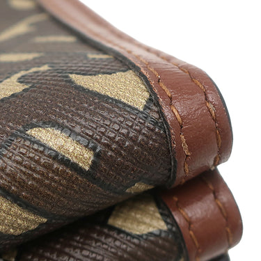 バーバリー BURBERRY ルナ TBモノグラム コンパクトウォレット ブラウン PVC レザー 二つ折り財布 ゴールド金具 茶 黒 白 赤 小銭入れ