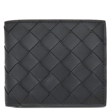 ボッテガヴェネタ BOTTEGA VENETA イントレチャート コインパース付き二つ折りウォレット ブラック×グラス カーフ 二つ折り財布 黒 緑 コンパクト