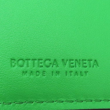 ボッテガヴェネタ BOTTEGA VENETA イントレチャート コインパース付き二つ折りウォレット ブラック×グラス カーフ 二つ折り財布 黒 緑 コンパクト