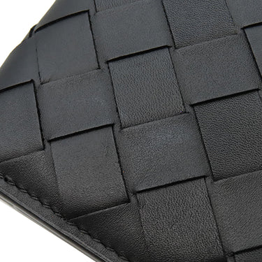 ボッテガヴェネタ BOTTEGA VENETA イントレチャート コインパース付き二つ折りウォレット ブラック×グラス カーフ 二つ折り財布 黒 緑 コンパクト
